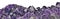 Deep color amethyst gemstone strip on white