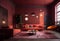 Deep color designed home interior, neural network generated photorealistic image