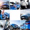 Deep dark blue car, collage horizontal mockup sport speed