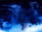 Deep dark night sky cumulus cloud. Abstract dark blue watercolor background. Night sky gradient dark to light. Wet ink ombre. Hand