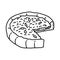 Deep Dish Pizza Icon. Doodle Hand Drawn or Outline Icon Style