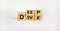 Deep dive symbol. Turned wooden cubes with words `Deep dive`. Beautiful white background. Deep dive and business concept. Copy
