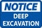 Deep Excavation Notice Sign On White Background