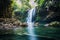 Deep forest tranquility Natural background photo at Kanchanaburi Emerald Waterfall