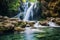 Deep forest tranquility Natural background photo at Kanchanaburi Emerald Waterfall