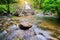 Deep forest waterfall at Sarika Waterfall World Heritage collect