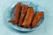 deep fried brinjal pakora or beguni served in a dish isolated on background top view of Indian and bengali food