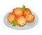 Deep Fried Pastry Balls with Chicken Stuffing as Cuban Dish Vector Illustration