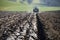 Deep furrows after plowing a field in the Salzkammergut, Austria, Europe