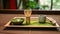 Deep Green Matcha Japanese Tea Culture. Bamboo Spoon Rests. Generative AI
