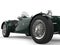 Deep green vintage open wheel sports racing car - low angle closeup shot