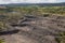 Deep limestone quarry in east lancashire. High viewpoint of the environmental impact