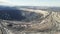 deep mountain quarry in winter. aerial shooting