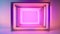 Deep multi-layer square 3D frame glowing pink neon, slow zoom effect