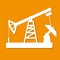 The deep oil pump icon is white with a shadow. Isolated on orange background