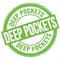 DEEP POCKETS text written on green round stamp sign