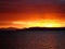 Deep red sunset over Lake Taupo, New Zealand