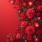 Deep romance Valentines day background with red roses and hearts