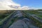 Deep rutted footpath over the Derbyshire countryside