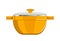 Deep Saucepan with Glass Cover and Yellow Corpus