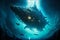 Deep sea aquatic sci-fi landscape scenery with submarines and creatures