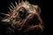 deep sea fish humpback anglerfish close up, terrifying fish with wide open mouth, generative AI