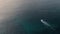 Deep sea fishing motor boat at sunrise at Watamu, Malindi, Kenya. Aerial drone v