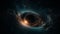 Deep space exploration reveals glowing supernova in abstract galaxy landscape generated by AI