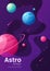 Deep space futuristic cartoon background, cover, brochure templa