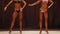 Deep tanned female bodybuilders competing in sport contest, ideal bodies