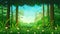 Deep Tropical Rain Forest Clearing, nature landscape vector illustration
