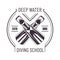 Deep water diving school isolated monochrome promo logo