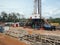 Deep well land rig in Indonesia drilling operations.