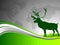 Deer on Abstract Green Background with World Map
