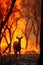 A deer amidst the inferno, a symbol of nature's unwavering spirit