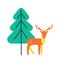 Deer Animal Icon, Horned Reindeer in Orange Color