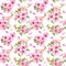 Deer animals in pink spring flowers. Cherry blossom, antelope. Seamless floral pattern. Watercolor repeated background