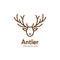 Deer antler logo icon template outline monoline style