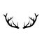 Deer antler vector icon. isolated animal horns silhouette logo on white background. male beast cervid stag. hunt trophy