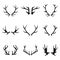 Deer antlers icon set. Horns icon collection isolated on white background. Vector illustration.