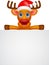 Deer cartoon Christmas with blank sign