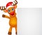 Deer cartoon Christmas with blank sign