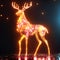 Deer with Christmas lights. 3D rendering. Neon light. Generative AI