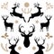 Deer Collection christmas elements card isolated background