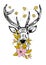 Deer with crystals and flowers