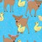 Deer duck childhood seamless pattern