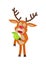 Deer Eating Apple Cartoon Flat Vector Illustration