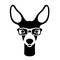 Deer face head glasses vector illustration flat style front