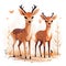 Deer family male and female art illustration