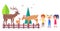 Deer Family in Woods Isolated Cartoon Illustration